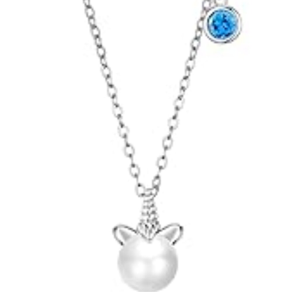 Gold Plated Unicorn Birthstone Necklace Pearl Topaz December Cubic Zirconia CZ